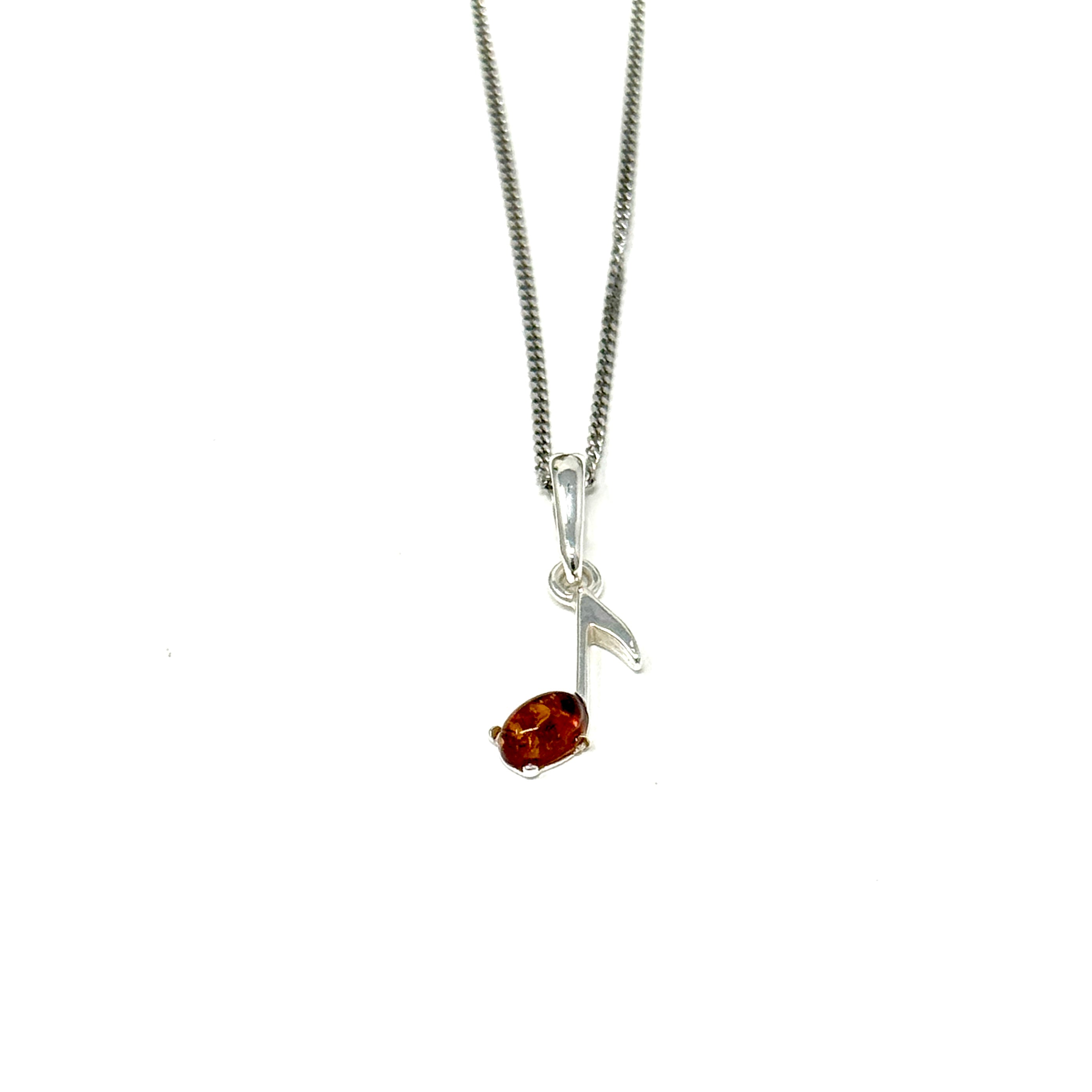 Bernstein Anhänger in Musiknoten-Form aus 925er Sterling Silber – Eleganter Schmuck für Musikliebhaber